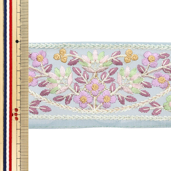 【数量5から】 手芸ブレード 『2024 インド刺繍ブレード ブルー×パープル 2232A5』