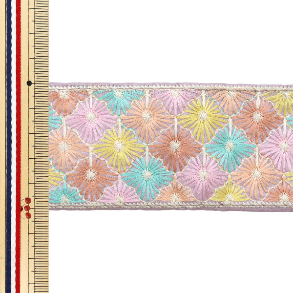 【数量5から】 手芸ブレード 『2024 インド刺繍ブレード パープル×イエロー 2237B』