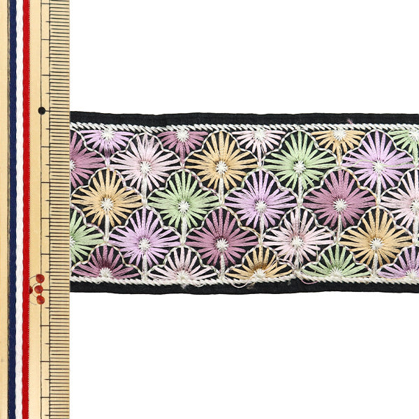 【数量5から】 手芸ブレード 『2024 インド刺繍ブレード ブラック×パープル 2237F』