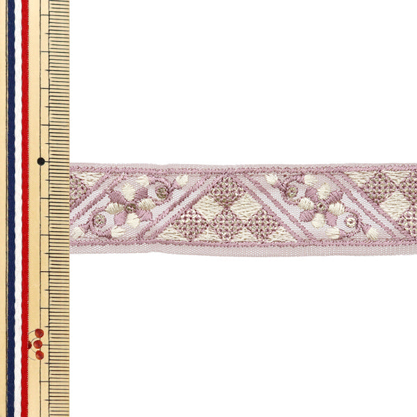 【数量5から】 手芸ブレード 『2024 インド刺繍ブレード パープル×ホワイト 46228E』