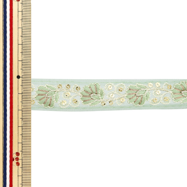 【数量5から】 手芸ブレード 『2024 インド刺繍ブレード グリーン×グリーン 46250L』
