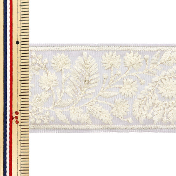 【数量5から】 手芸ブレード 『2024 インド刺繍ブレード パープル×ホワイト 46328#4』