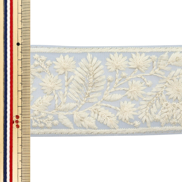 【数量5から】 手芸ブレード 『2024 インド刺繍ブレード ブルー×ホワイト 46328#5』