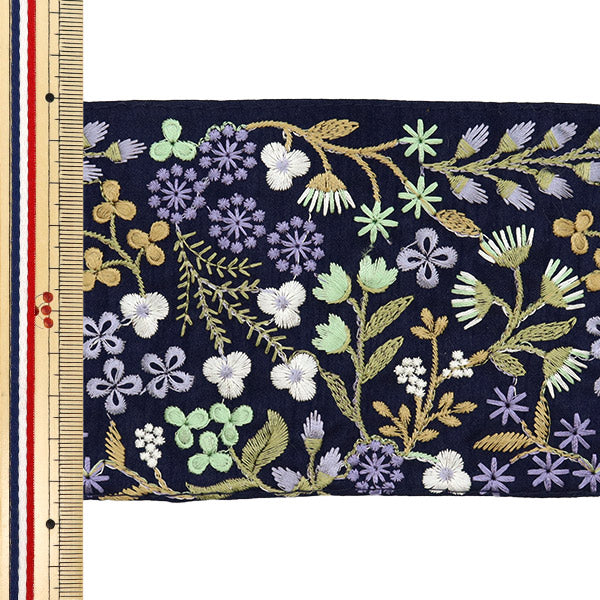 【数量5から】 手芸ブレード 『2024 インド刺繍ブレード ネイビー×グリーン M-169L』