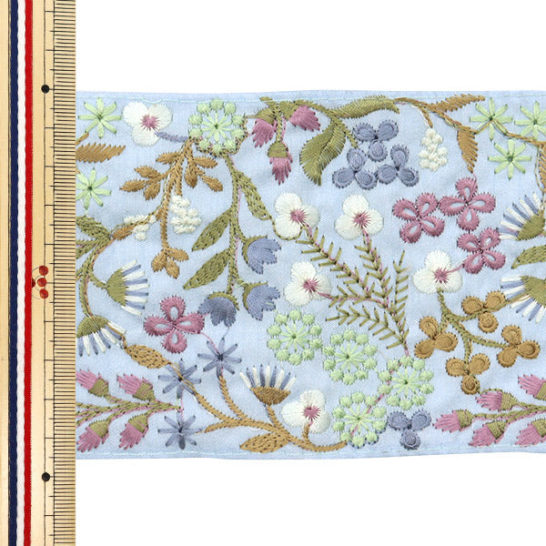 【数量5から】 手芸ブレード 『2024 インド刺繍ブレード ブルー×グリーン M-169M』