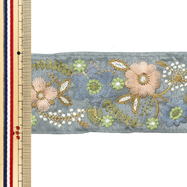 【数量5から】 手芸ブレード 『2024 インド刺繍ブレード グレー×グレー M-172D』