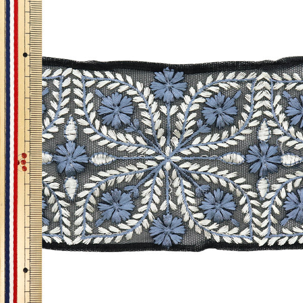 【数量5から】 手芸ブレード 『2024 インド刺繍ブレード ブラック×グレー M-216A』