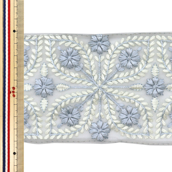 【数量5から】 手芸ブレード 『2024 インド刺繍ブレード グレー×グレー M-216F』