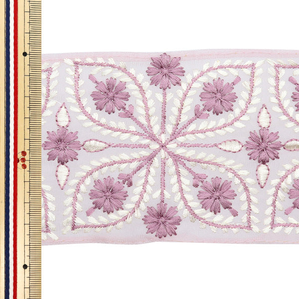 【数量5から】 手芸ブレード 『2024 インド刺繍ブレード パープル×パープル M-216G』