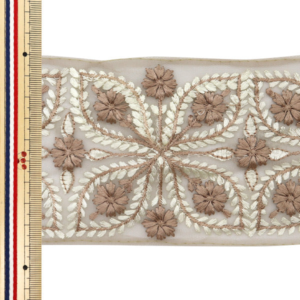 【数量5から】 手芸ブレード 『2024 インド刺繍ブレード ブラウン×ブラウン M-216N』