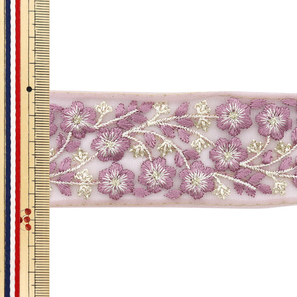 【数量5から】 手芸ブレード 『2024 インド刺繍ブレード パープル×パープル M-217A』