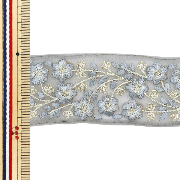 【数量5から】 手芸ブレード 『2024 インド刺繍ブレード グレー×グレー M-217B』