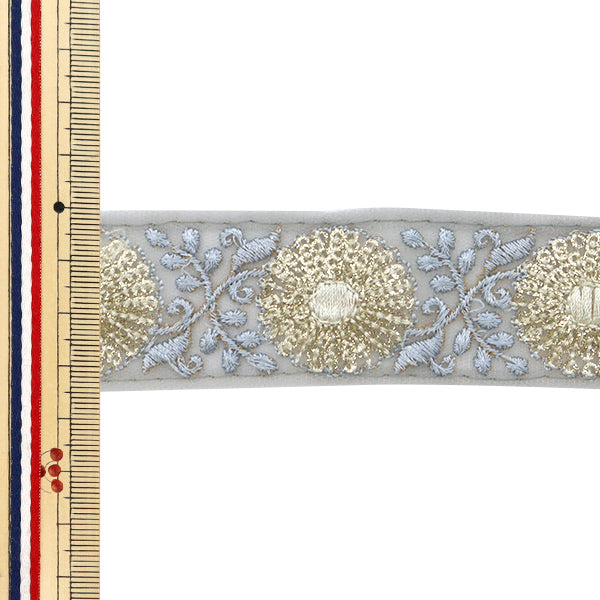 【数量5から】 手芸ブレード 『2024 インド刺繍ブレード ブルー×ブルー M-220F』