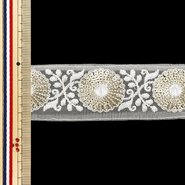 【数量5から】 手芸ブレード 『2024 インド刺繍ブレード ホワイト×ホワイト M-220O』