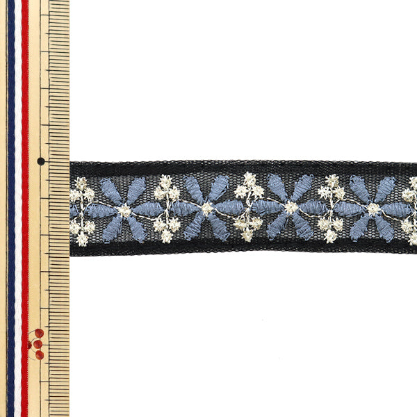 【数量5から】 手芸ブレード 『2024 インド刺繍ブレード ブラック×グレー M-224B』