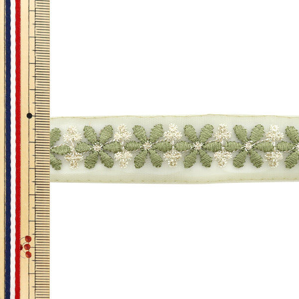 【数量5から】 手芸ブレード 『2024 インド刺繍ブレード グリーン×グリーン M-224L』