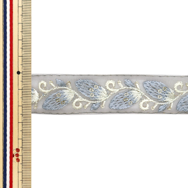 【数量5から】 手芸ブレード 『2024 インド刺繍ブレード グレー×グレー M-225C』