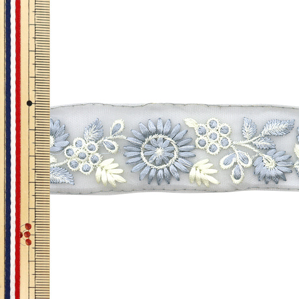 【数量5から】 手芸ブレード 『2024 インド刺繍ブレード グレー×グレー M-229A』