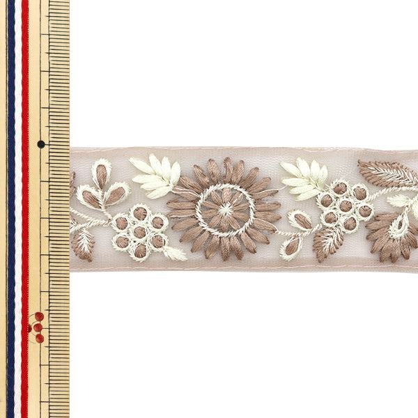 【数量5から】 手芸ブレード 『2024 インド刺繍ブレード ブラウン×ブラウン M-229K』