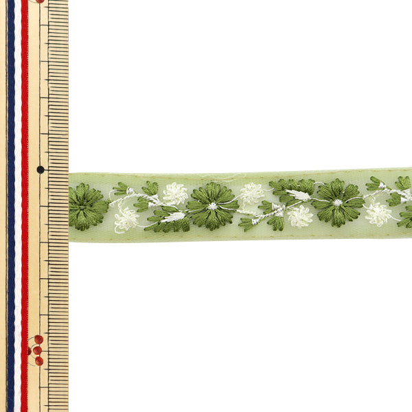 【数量5から】 手芸ブレード 『2024 インド刺繍ブレード グリーン×グリーン 46501B12』