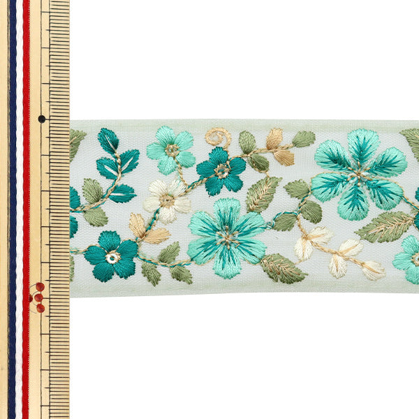 【数量5から】 手芸ブレード 『2024 インド刺繍ブレード グリーン×グリーン 2226C』