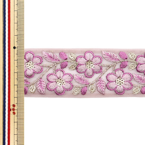 【数量5から】 手芸ブレード 『2024 インド刺繍ブレード パープル×パープル 2227D』