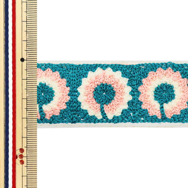 【数量5から】 手芸ブレード 『2025 インド刺繍ブレード ホワイト×グリーン 47629D』