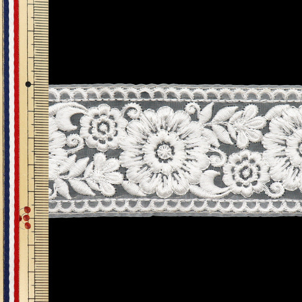 【数量5から】 手芸ブレード 『2022 インド刺繍ブレード ホワイト×ホワイト 43826』