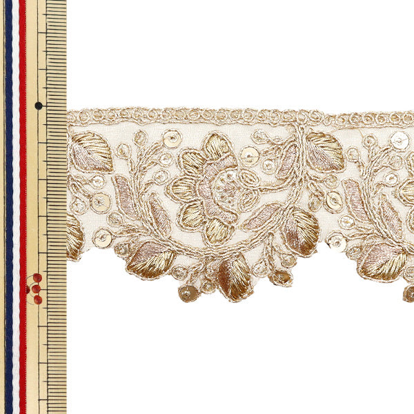 【数量5から】 手芸ブレード 『2022 インド刺繍ブレード ゴールド×シルバー 31C』
