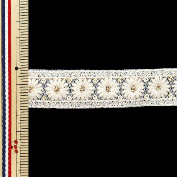 【数量5から】 手芸ブレード 『2024 SSインド刺繍ブレード ホワイト×ホワイト 2027A』