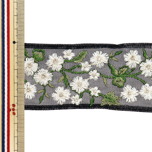 【数量5から】 手芸ブレード 『2024 インド刺繍ブレード ブラック×ホワイト M-366A』