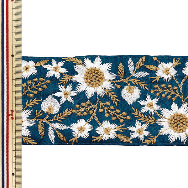 【数量5から】 手芸ブレード 『2024 インド刺繍ブレード グリーン×ホワイト M-556A』