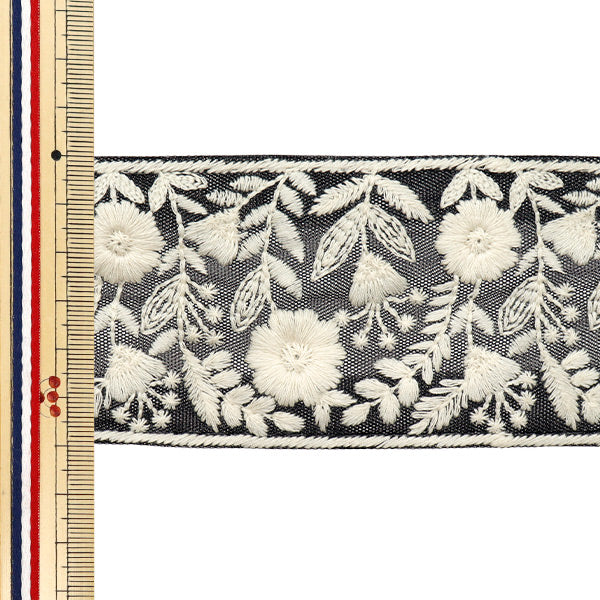 【数量5から】 手芸ブレード 『2022 インド刺繍ブレード ブラック×ホワイト 45352A』