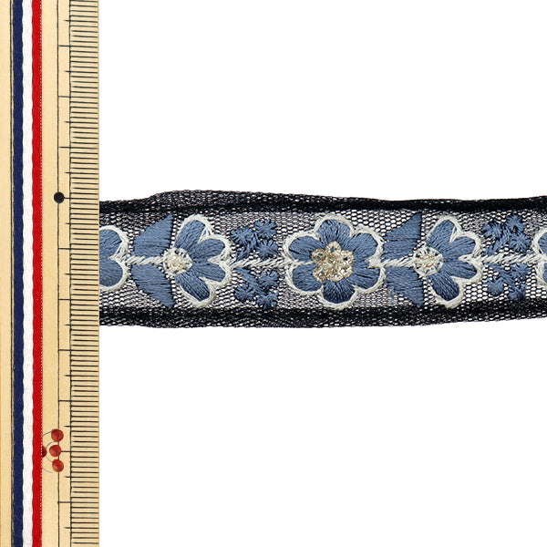 【数量5から】 手芸ブレード 『2024 インド刺繍ブレード ブラック×グレー 795P』