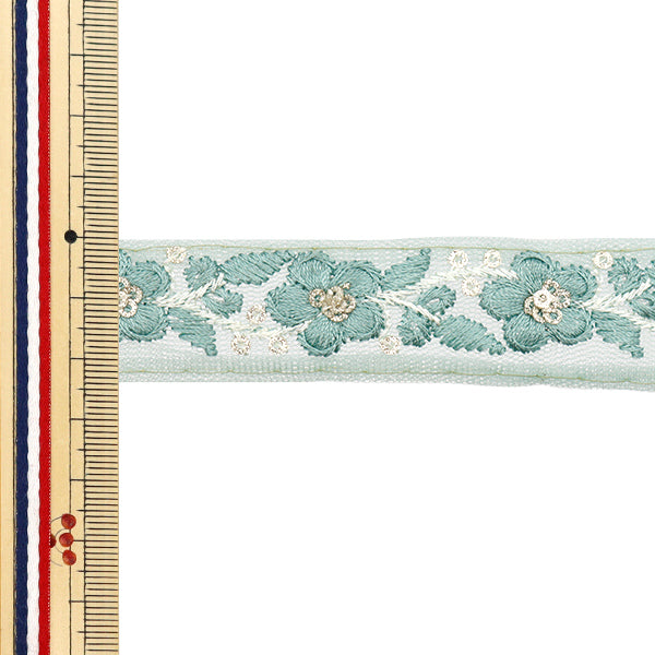 【数量5から】 手芸ブレード 『2024 インド刺繍ブレード グリーン×グリーン 796X』