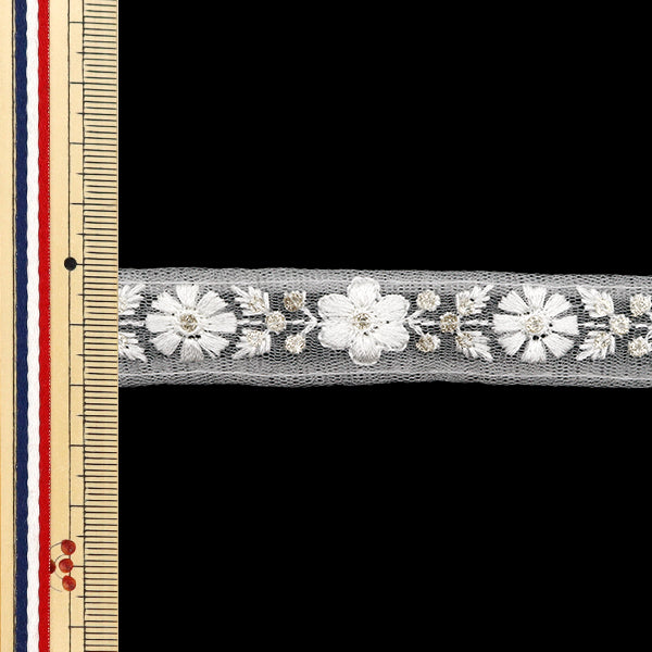 【数量5から】 手芸ブレード 『2024 インド刺繍ブレード ホワイト×ホワイト 799H』