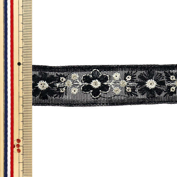 【数量5から】 手芸ブレード 『2024 インド刺繍ブレード ブラック×ブラック 799J』