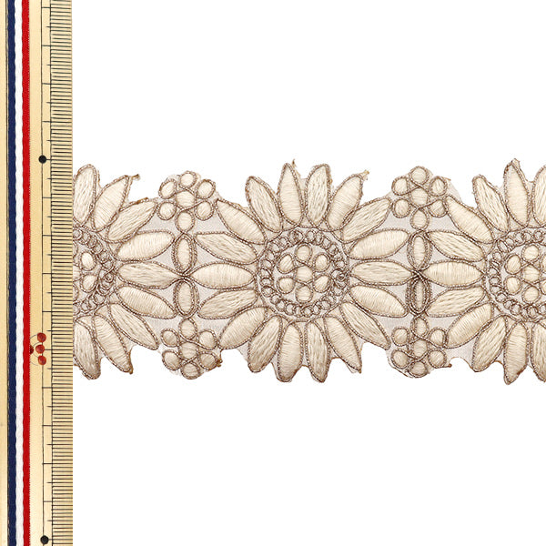 【数量5から】 手芸ブレード 『2023 インド刺繍ブレード ベージュ×ベージュ M-39F』