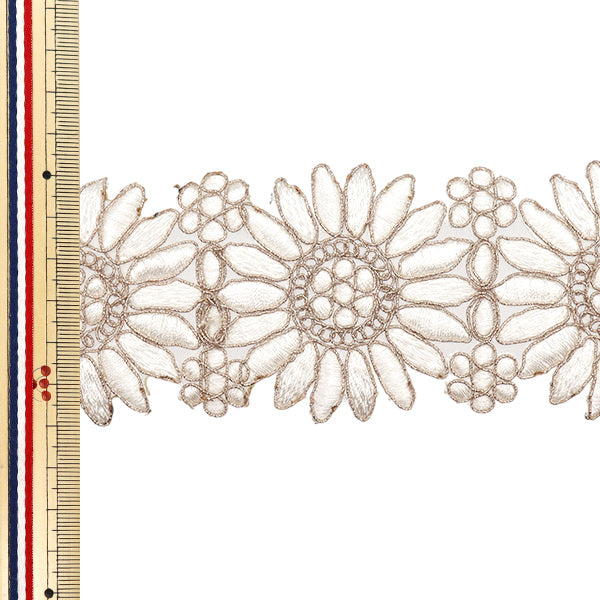 【数量5から】 手芸ブレード 『2023 インド刺繍ブレード オフホワイト×ベージュ M-39G』