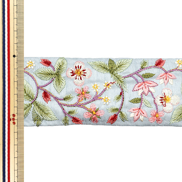 【数量5から】 手芸ブレード 『2024 インド刺繍ブレード ブルーグレー×グリーン M-270C』