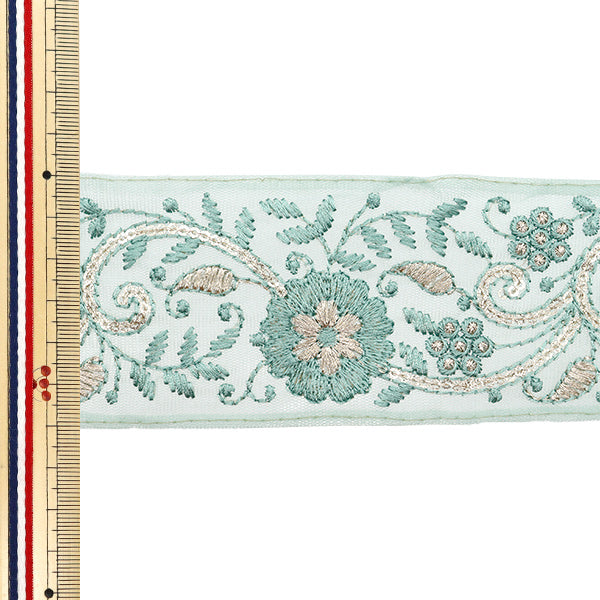 【数量5から】 手芸ブレード 『2024 インド刺繍ブレード グリーン×グリーン M-447C』