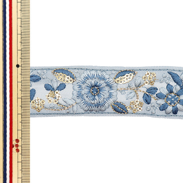 【数量5から】 手芸ブレード 『2024SS インド刺繍ブレード ブルー×ブルー 926B』