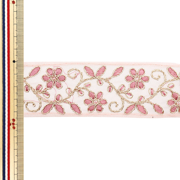 【数量5から】 手芸ブレード 『2024 インド刺繍ブレード ピンク M-350C』