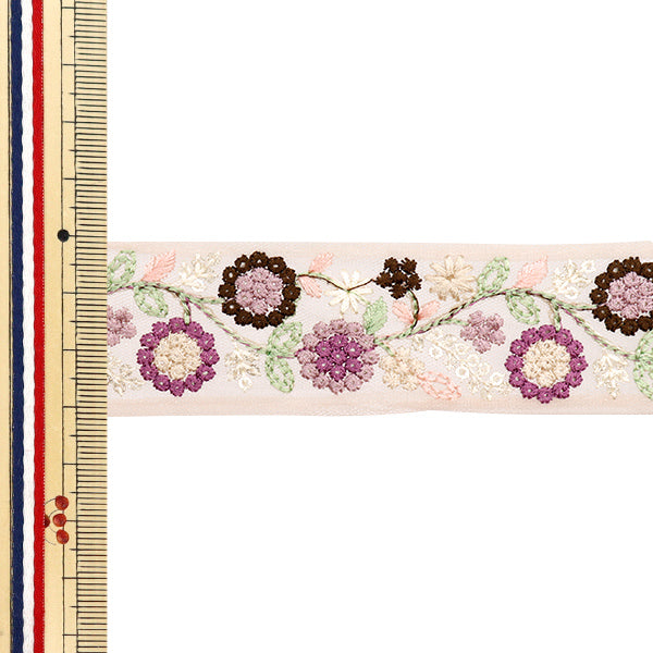 【数量5から】 手芸ブレード 『2024 インド刺繍ブレード サーモンピンク M-391F』