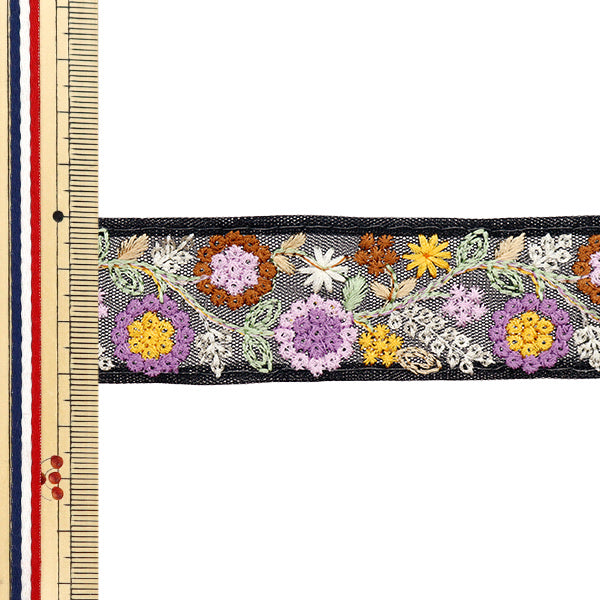 【数量5から】 手芸ブレード 『2024 インド刺繍ブレード ブラック M-391J』