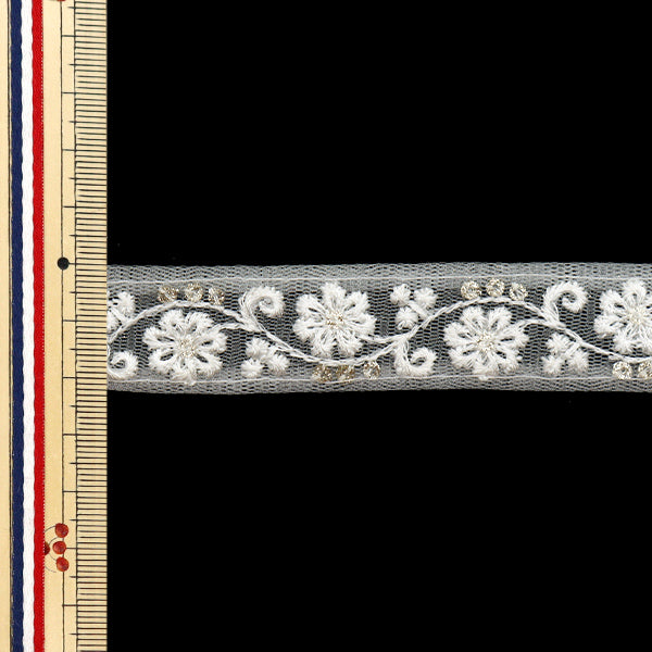 【数量5から】 手芸ブレード 『2024 インド刺繍ブレード ホワイト×ホワイト M-808W』