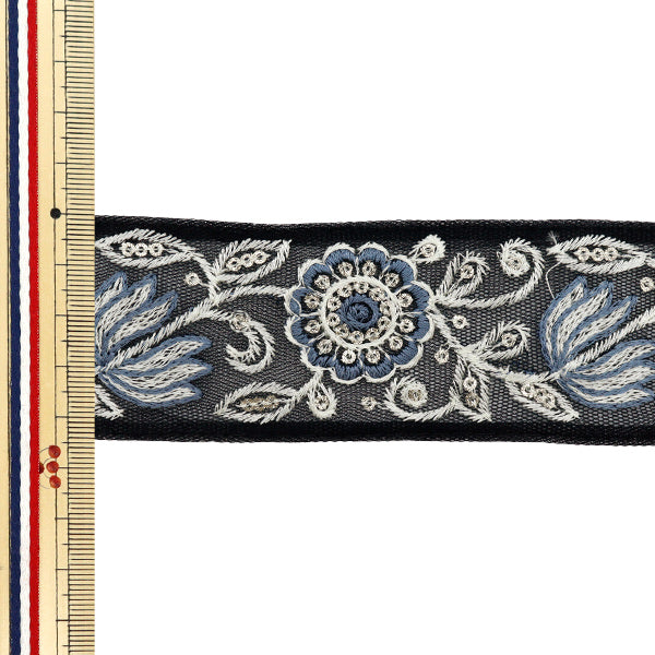 【数量5から】 手芸ブレード 『インド刺繍ブレード 約4.5cm幅 ブラック M-516H』