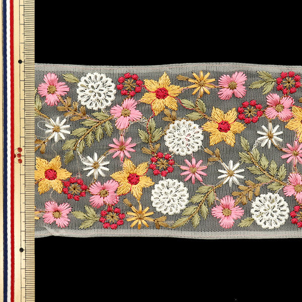 【数量5から】 手芸ブレード 『インド刺繍ブレード 約9.5cm幅 ホワイト M-532#4』