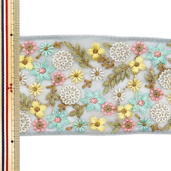 【数量5から】 手芸ブレード 『インド刺繍ブレード 約9.5cm幅 グレー M-532#5』