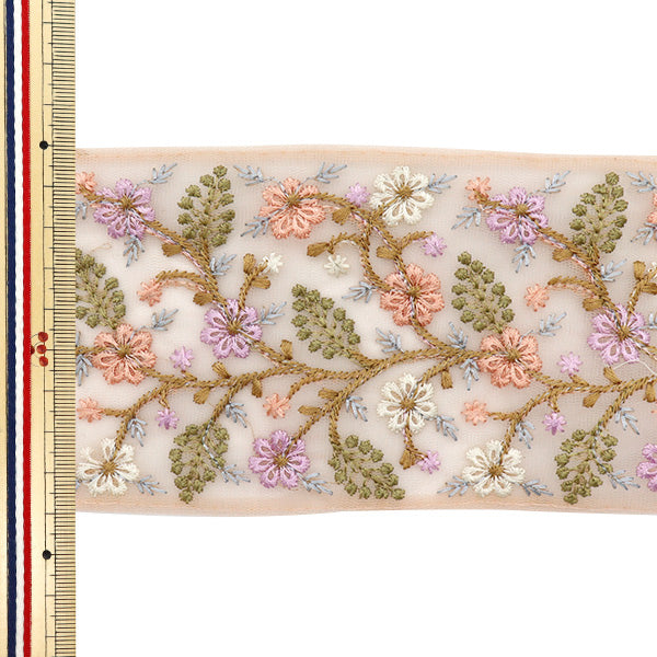 【数量5から】 手芸ブレード 『インド刺繍ブレード 約9cm幅 ピンク M-543#2』